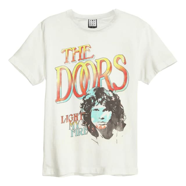 Amplified Amplified Men Light My Fire The Doors T-Shirt in White Size: X-Small White XS Male 5059699798939