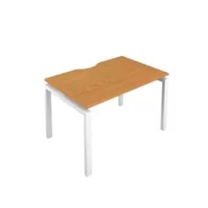 Telescopic Sliding 1 Person Bench with Cut Out and White Frame - 1200mm - Nova Oak