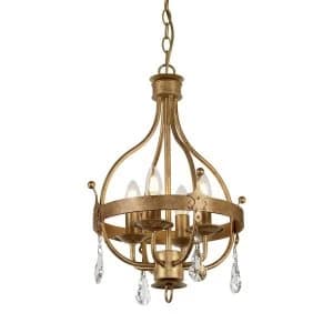 4 Light Cage Pendant - Gold Patina, E14