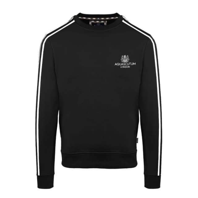 Aquascutum Mens Roundnk Sweat Crew Sweatshirt Crew Sweaters Small Black 52346103350