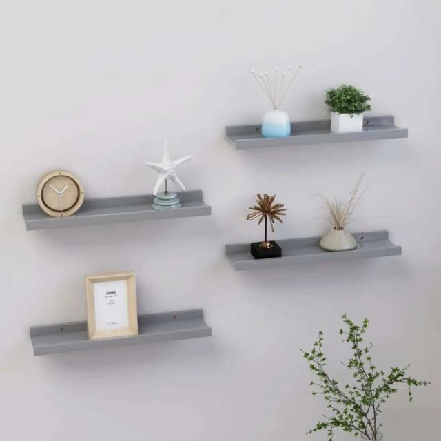 VIDAXL Wall Shelves 4 pcs Grey 40x9x3cm Vidaxl 8720286417751