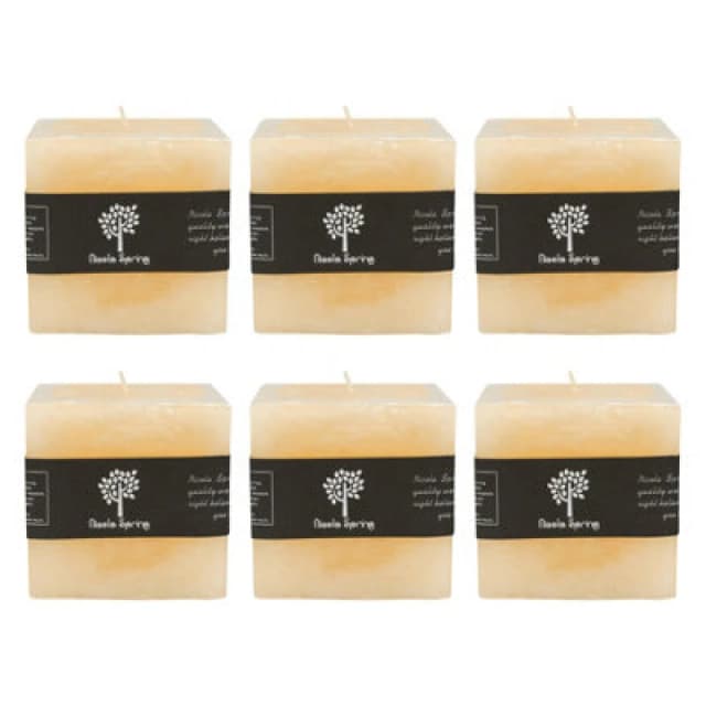 Nicola Spring Square Vanilla Pillar Candles - 120 Hours - Cream - Pack Of 6