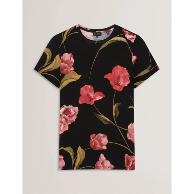 Ted Baker Womens Printed Slim Fit T-Shirt Black female 6 (2X)