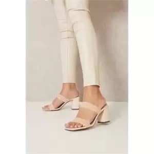 I Saw It First Cream Double Strap Smoked Perspex Mid Block Heel - White