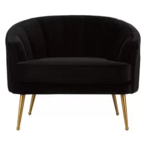 Velvet Chair with Shell Back and Gold Finish Legs