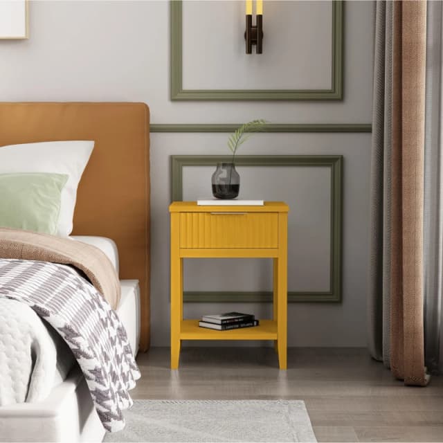 Cabinet Bits Monti 1 Drawer Bedside Table in Mustard Mustard Unisex