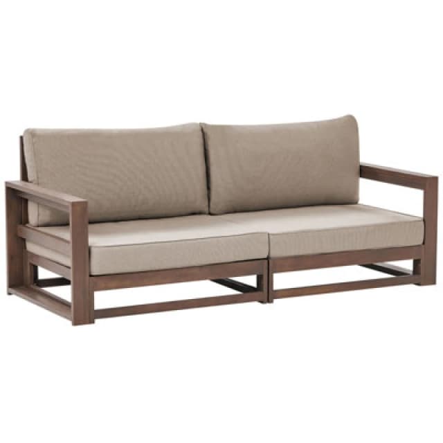 Beliani Garden Sofa 2 Seater Timor Modular Certified Acacia Wood Dark Brown