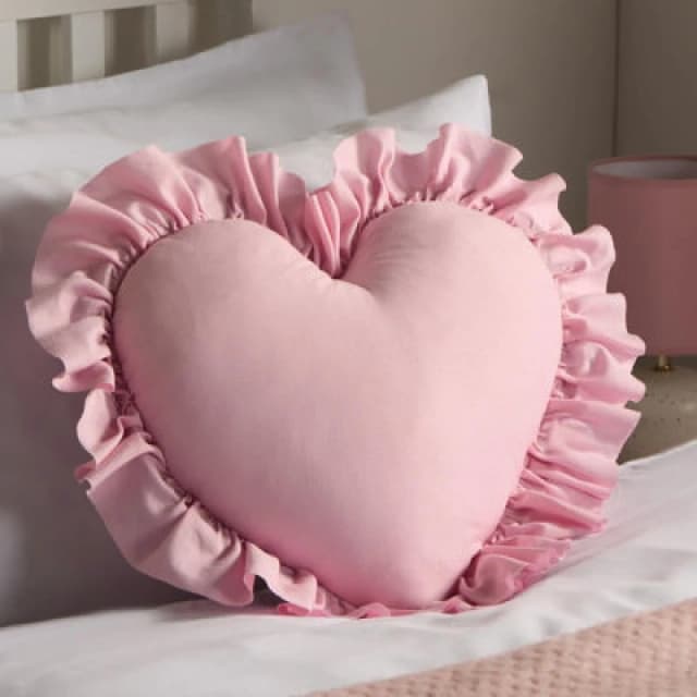 OHS OHS Heart Filled Cushion Plump Bedroom Scatter Pillow Valentines Frill Chair Sofa in Pink Pink One Size Unisex 5027434202164