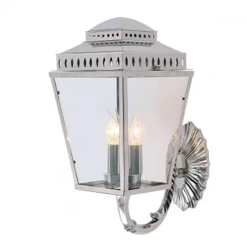 3 Light Outdoor Wall Lantern Light Polished Nickel IP44, E14