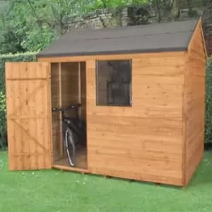 8X6 Reverse Apex Dip Treated Overlap Golden Brown Wooden Shed With Floor - Assembly Service Included