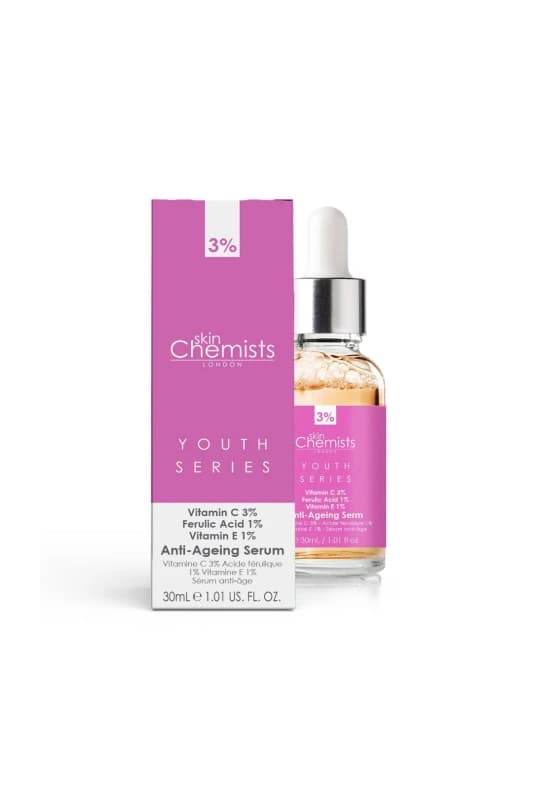 skinChemists Anti Ageing Serum Vitamin C 3%, Ferulic Acid 1%, Vitamin E 1% 30ml White unisex