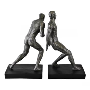 Silver Male Statue Bookends 26cm