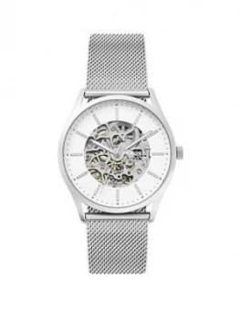 Skagen Silver Skeleton Dial Stainless Steel Mesh Strap Mens Watch