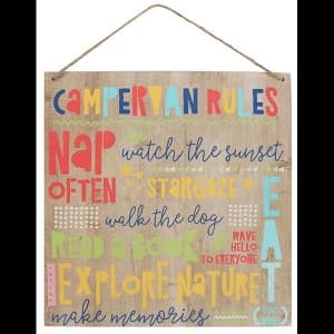 Campervan Rules Wooden Sign