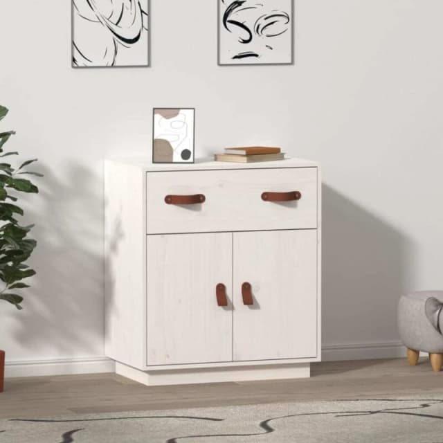 vidaXL Sideboard White 65.5x40x75cm Solid Wood Pine, White 820128