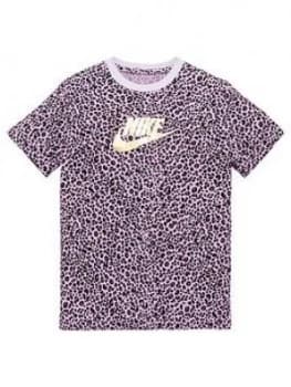 Nike Girls Nsw All Over Print Tee - Purple