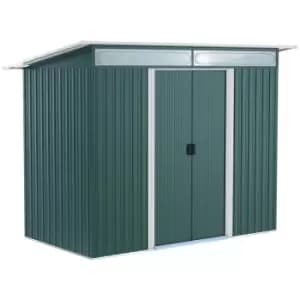Outsunny 4.4 x 8.5ft Garden Shed Outdoor Storage Tool Organizer w/ Double Sliding Door