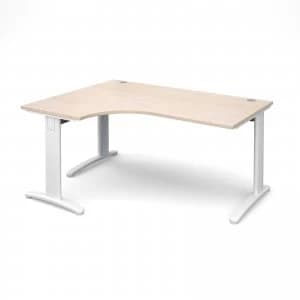 TR10 Deluxe Left Hand Ergonomic Desk 1600mm - White Frame maple Top