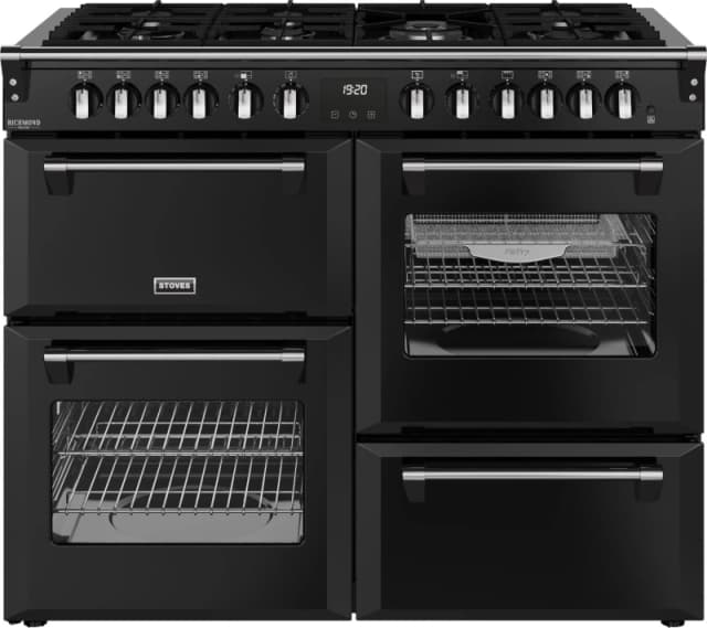 Stoves Richmond Deluxe 110cm Dual Fuel Range Cooker - Black - A/A/A Rated