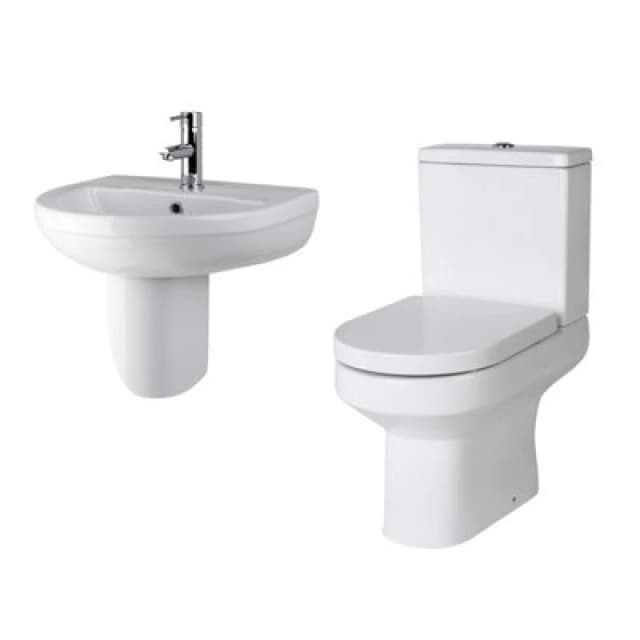 Balterley Semi Flush to Wall Toilet Pan Cistern Seat Basin Semi Pedestal White