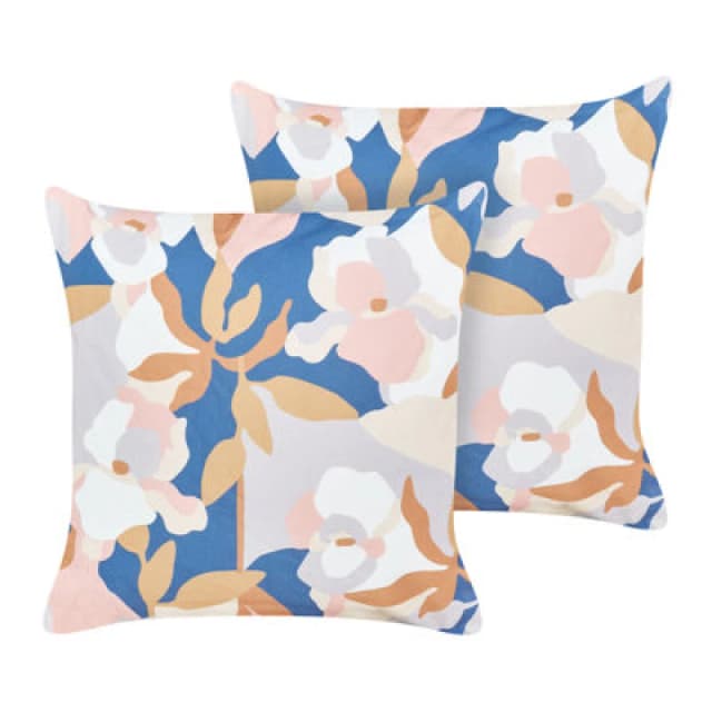 Beliani Set Of 2 Outdoor Cushions Verezzi Floral Pattern 45 X 45cm Multicolour
