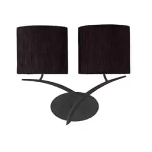 Eve Wall Lamp Switched 2 Light E27, Anthracite with Black Oval Shades