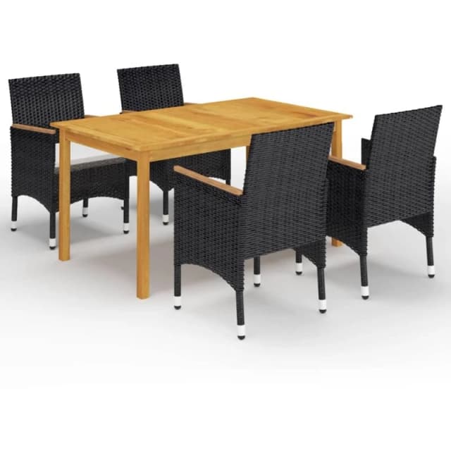 VIDAXL 5 Piece Garden Dining Set with Cushions Black Vidaxl 8720286851951