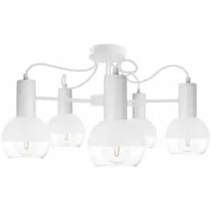 Keter Arne Multi Arm Semi Flush Ceiling Light White, 60cm, 5x E27