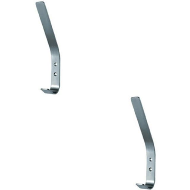 Loops 2x Flat Bar One Piece Hat & Coat Hook 60mm Projecion Satin Stainless Steel Metallics