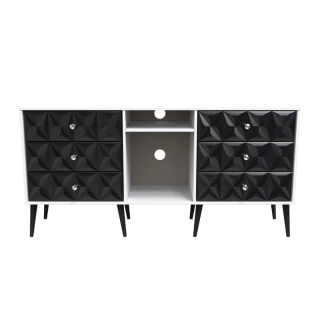 Toledo 6 Drawer Sideboard In Deep Black & White (Ready Assembled)