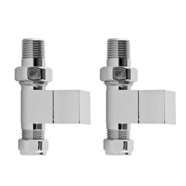 Balterley Straight Square Radiator Valves Sold in Pairs Chrome Silver unisex