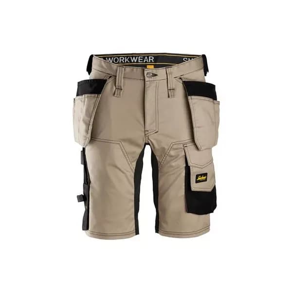 Snickers 6141 Mens Allround Work Stretch Slim Fit Holster Pockets Shorts 61412004066 Colour: Khaki / Black