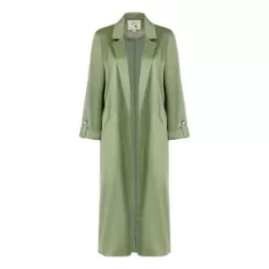 Yumi Green Satin Longline Kimono Jacket - Green