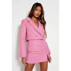 I Saw It First Petite Boucle Knotch Front Mini Skirt - Pink