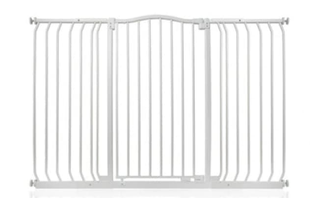 Safetots Extra Tall Curved Top Safety Gate, 143Cm - 152Cm, Matt White, Extra Tall 100Cm In Height, Pressure Fit Stair Gate