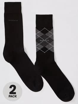 Hugo Boss 2 Pack RS Argyle Socks Black Size 43-46