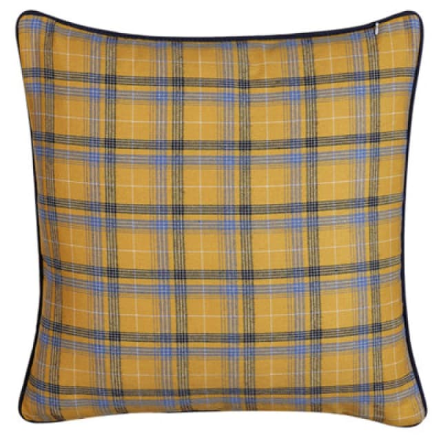 Beliani Throw Cushion Dicentra 45 X 45cm Yellow Checked