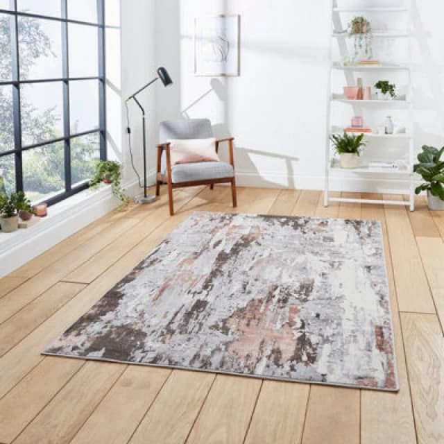Think Rugs Apollo Grey/Rose Rectangle 160 x 220cm Polypropylene Modern Abstract GR580, Grey APOGR580GYR1622