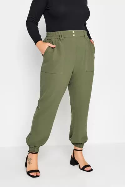 Yours Yours Cargo Scuba Jogger Khaki, Green, Size 22, Women