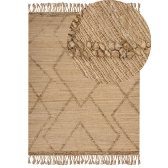 Beliani Rug Handere Beige 160 X 230 Cm Jute