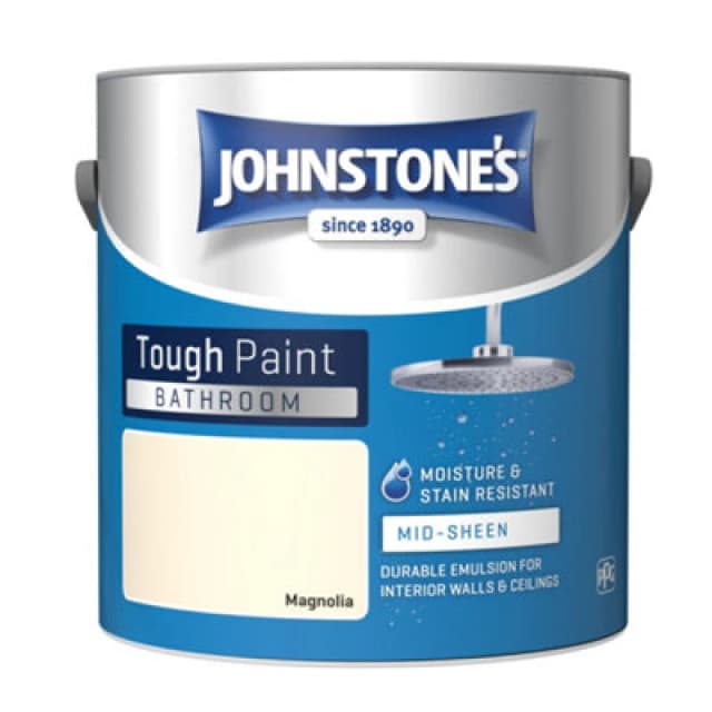 Johnstone's Bathroom Mid Sheen Finish Emulsion Paint, 2.5 Litre, Magnolia