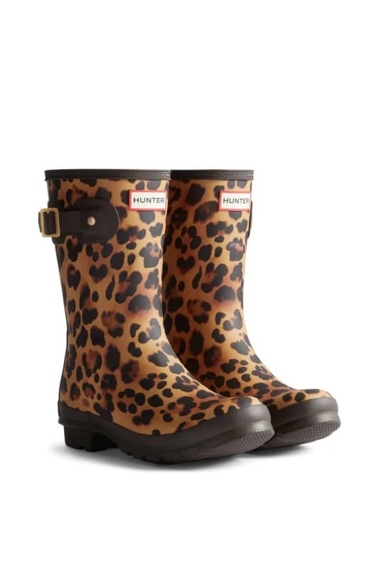 Hunter Womens Original Short Leopard Print Boot Size: 4 Multicolor Female 4