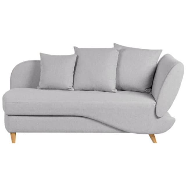 Beliani Right-Hand Chaise Lounge Meri Faux Linen Light Grey With Storage