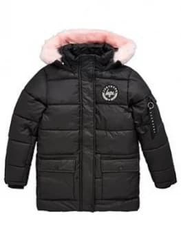 Hype Girls Pink Trim Explorer Jacket - Black