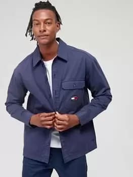 Tommy Jeans Essential Logo Overshirt - Navy, Size 3XL, Men