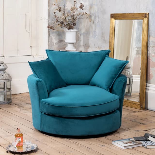 Artemis Home Havana Velvet Swivel Base Cuddle Chair in Teal Teal Unisex