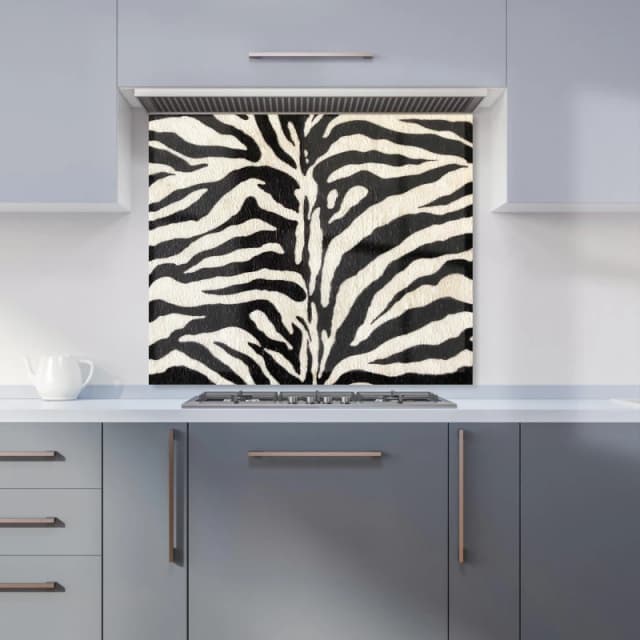 Warren Reed - Designer White Tiger Print Kitchen Splashback in Black Size: 600mm x 650mm Black Unisex 600mm x 650mm