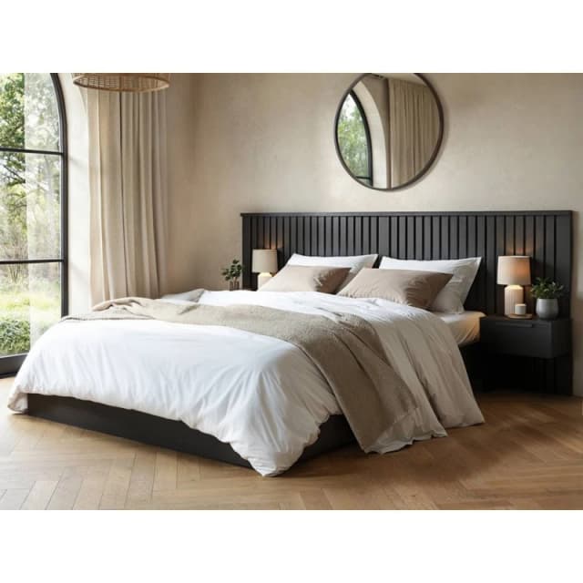 Solace+Co Taylor Hotel Ottoman Bed with Side Tables Black Size: Double Black Unisex Double