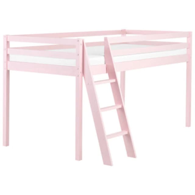 Beliani Mid Sleeper Bed Pine Wood Ascoux 90 X 200 Cm (Eu Single) Pink