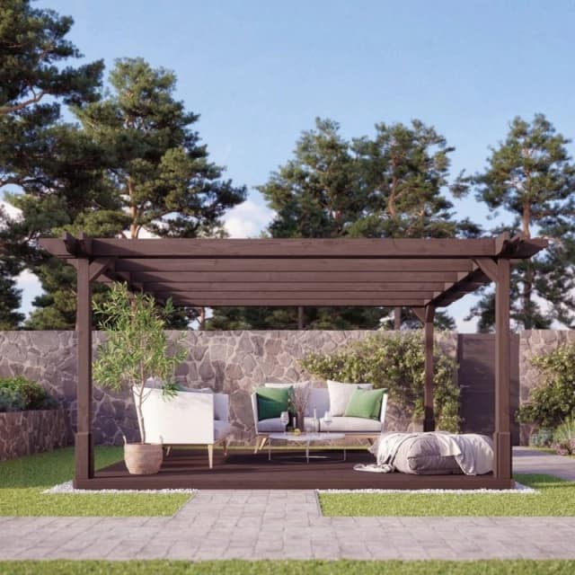 Rutland County Garden Furniture Double Premium Pergola And Decking Kit - Wood - L240 X W240 Cm - Rustic Brown